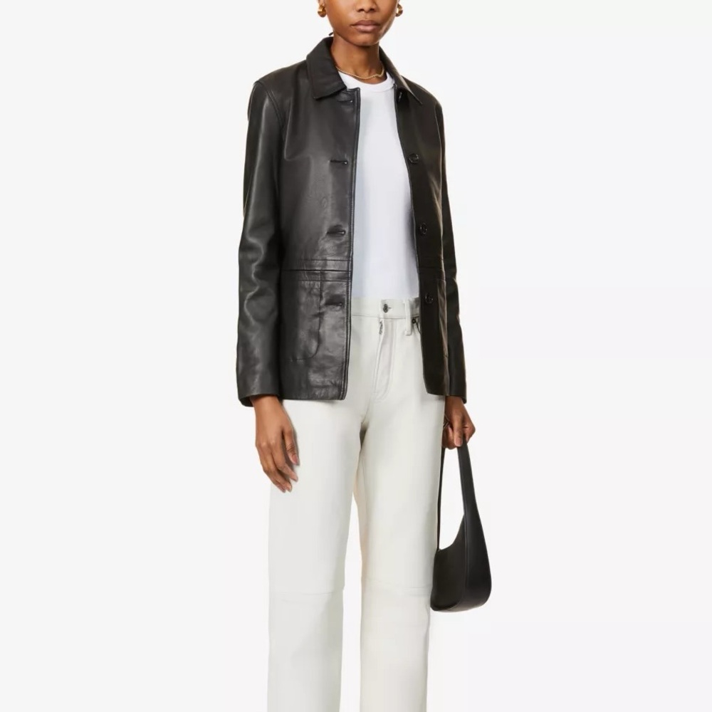 90s Style Minimalist Leather Jacket